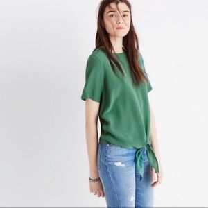 Madewell + silk tie front blouse